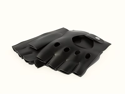 Modern Black Leather Wall Decor With Holes And Metal Buckle Accents 3d model