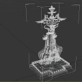 Elaborate Ornate Weapon Featuring Intricate Carvings Metallic Wings And Decorative Base