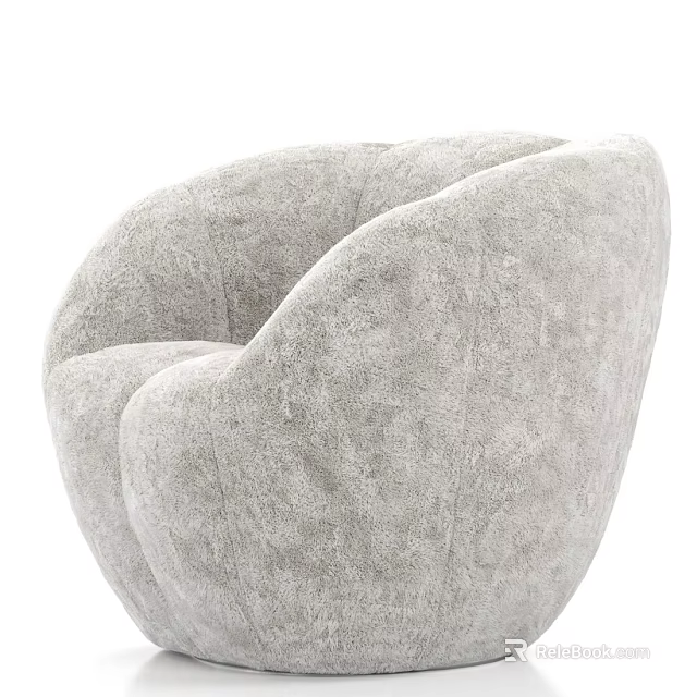 Soft Gray Modern Bean Bag Chair With Comfortable Rounded Design And Cozy Upholstery 3d model 