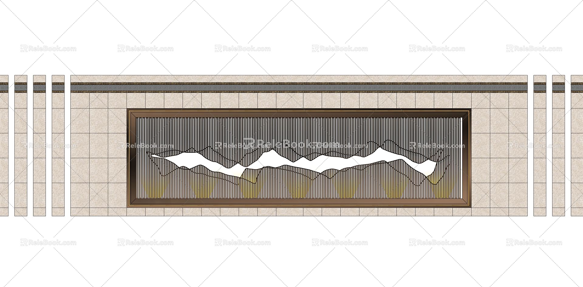 New Chinese style landscape wall 3d model