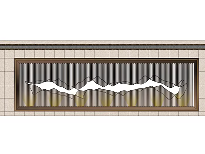 Modern Feature Wall Design With Striped Patterns Stone Texture And Decorative Elements 3d model
