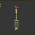 Colorful Futuristic Sci Fi Device With Neon Elongated Structure And Reflective Base