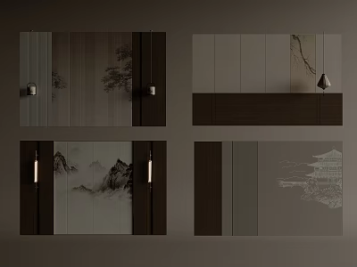 New Chinese background wall 3d model