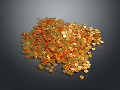 Large Pile Of Shiny Golden Round Coin Shaped Decorative Household Items 3d model
