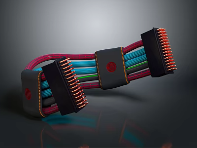 Multi Colored Cable With Metal Ends Black Strap Red Dots Flexible Design For Household Use 3d model