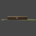 Decorative Ornament Set in Wooden Box with Glass Lid Red Base Scroll and Leaf Decorations