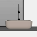 Modern Minimalist Washbasin Design With Neutral And Green Colors And Black Faucet
