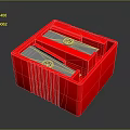 Red Square Shaped Double Hole Pencil Sharpener With Metal Blades And Smooth Surface 3d model