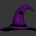 Purple Witch Hat With Black Belt Gold Buckle And Leaf Decorations