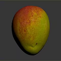Single Vibrant Fresh Ripe Mango With Red And Yellow Skin On Dark Background