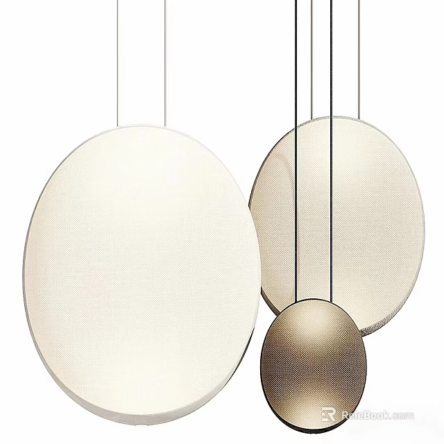 Modern Minimalist Pendant Lights With Round Oval Shades In Beige White And Gold For Home Decor 3d model 