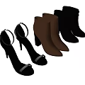 Women's Black Brown High Heel Sandals And Ankle Boots Fashion Collection