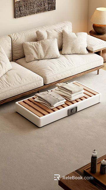 Modern Daily Electrical Appliance With Wooden Slats For Towel Storage In Living Room 3d model 