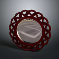Round Mirror With Red Intricate Hollow Pattern Frame For Home Decor 3d model