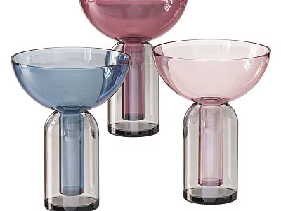 Three Colorful Transparent Glass Vases With Modern Design For Home Decor 3d model