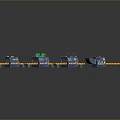 3D Rendered Industrial Mechanical Modules Featuring Blue Orange Components And Green Indicators