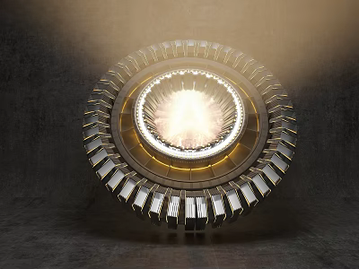 Industrial Mechanical Equipment Featuring Circular Metal Structure With Glowing Center 3d model