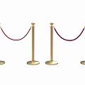 Gold and Silver Stanchion Barriers with Red Ropes Different Styles 3d model