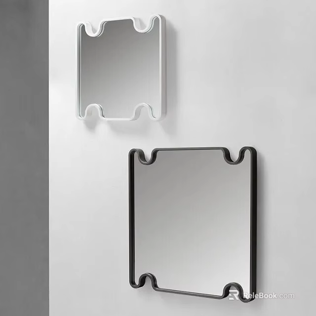 Modern Minimalist Wall Mounted Mirrors With Black And White Frames 3d model 
