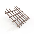 Outdoor Wooden Lattice Fence Structure With Cross Slats And Support Beams