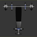 Sturdy Home Gym Weight Bench With Blue Frame Black Pad And Barbell