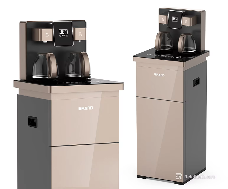 SAKO Household Water Dispensers Double Spout With Digital Display And Beige Black Cabinet Design 3d model 