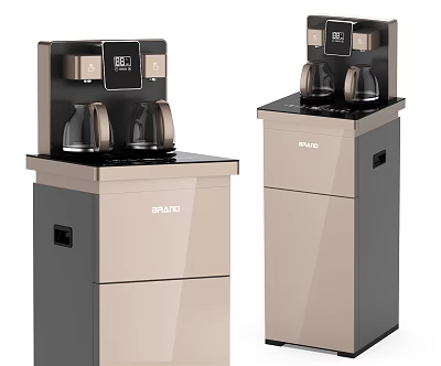 SAKO Household Water Dispensers Double Spout With Digital Display And Beige Black Cabinet Design 3d model