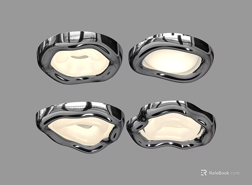 Four Modern Ceiling Lights With Sleek Metal Frame And Soft Lighting 3d model 