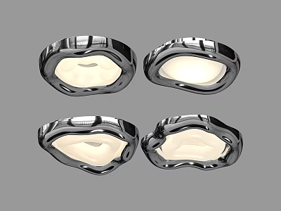 Four Modern Ceiling Lights With Sleek Metal Frame And Soft Lighting 3d model