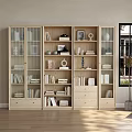 Modern Wooden Bookcase With Multiple Compartments Books Photo Frames And Decorative Vases
