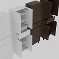 Modern Decorative Cabinet With Wooden Texture Open Shelves And White Panels