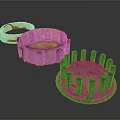 Wooden Ring Shaped Components With Holes And Projections On Rough Texture Surface 3d model