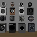 Display of Modern Washing Machines in Various Styles and Different Colors