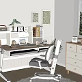 Modern Study Room Wooden Desk And Chair Set With Bookshelf And Drawer Cabinet