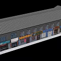 Traditional Commercial Street With Brick Architecture Multiple Shops And Colorful Signboards