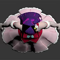 Game Movie Character With Purple Hair Red Top Pink Skirt White Frills Blue Necktie