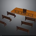 Wooden Lecture Podium And Benches Setup For Small Assembly Area