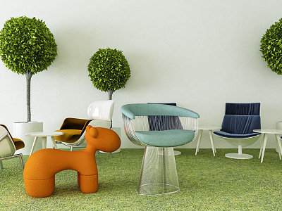 Modern table and chair combination plant leisure chair model