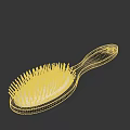 Stylish Hair Comb With Black Handle And Pink Bristles On White Base And Reflective Surface