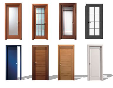 Modern swing door fashion single door combination 3d model