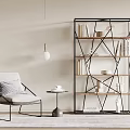Modern Geometric Bookcase With Black Metal Frame And Wooden Shelves Holding Books In Living Room