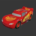 Red Race Car With Rust-eze Logo Number 95 And Flame Design 3d model
