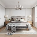 Cozy Bedroom Interior With Wooden Nightstand Table Lamp Floral Vase And Soft Bedding