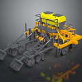 Yellow Farm Seeder Machinery With Multiple Wheels And Top Fertilizer Tank