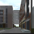 Modern Multi Storey Office Building With Glass Facade Plaza Greenery And Outdoor Seating Area