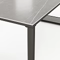 Modern Desk With Gray Marble Top And Black Metal Frame Lower Shelf