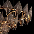 Modern Luxurious Ceiling Light With Golden Frame And Diamond Shaped Transparent Elements 3d model