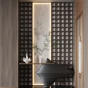 Modern porch background plaster brick end view 3d model
