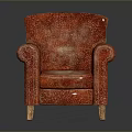 Classic Comfortable Red Fabric Single Sofa With Armrests And Wooden Legs