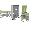 Sports Equipment Portable Ping Pong Table With Green Tabletop And Movable Wheels